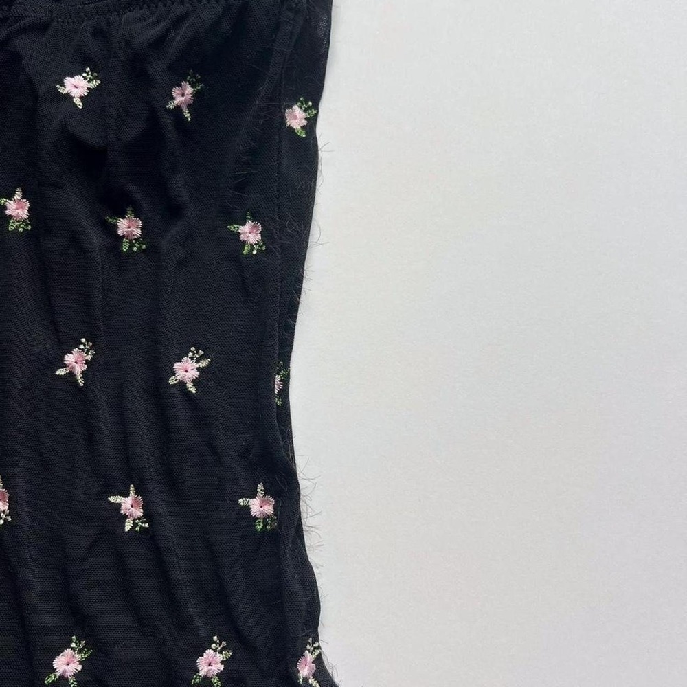 Vintage Rampage Black Corset with Pink Flower Embroidery - Picture 7 of 8